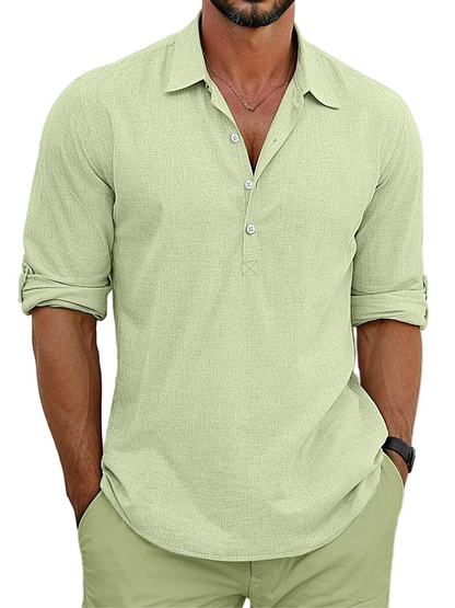 Archie | Camisa clásica de mezcla algodón-lino atemporal